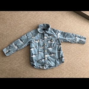 BABY GAP Cotton Button Down Shark Print Shirt